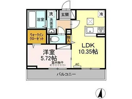 PREMILIFE花高松18(1LDK/3階)の間取り写真