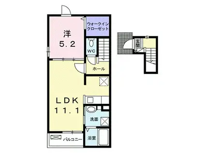 グランシーダ ルーツ(1LDK/2階)の間取り写真