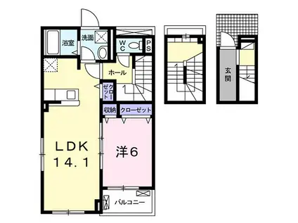 津守マナーハウス(1LDK/3階)の間取り写真