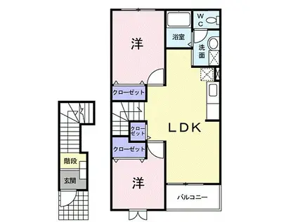 ペイサージュB(2LDK/2階)の間取り写真