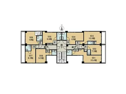 SOCIAL APARTMENT 若草共同(ワンルーム/5階)の間取り写真