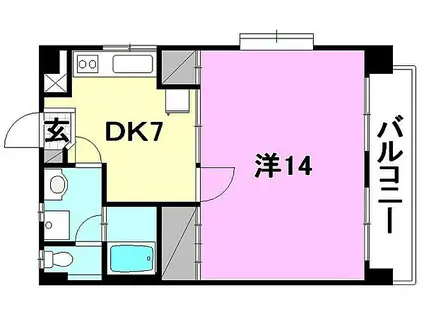 アプリーテ2(1DK/5階)の間取り写真