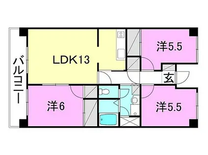 竹乃井ビル(3LDK/6階)の間取り写真