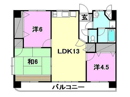 ユートピアHABU(3LDK/6階)の間取り写真