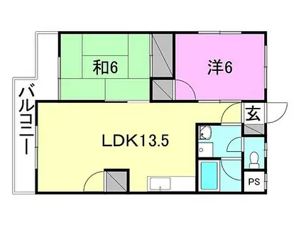 ハイツ関谷(2LDK/1階)の間取り写真