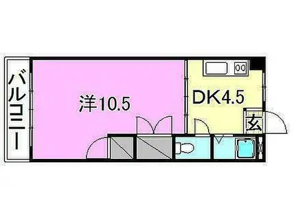 ロイヤル三津(1DK/4階)の間取り写真