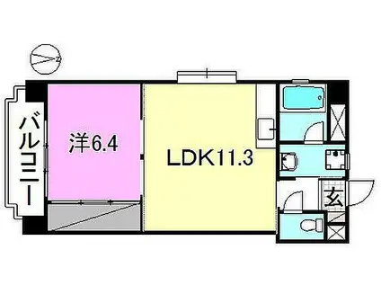 日興ビル中央(1LDK/8階)の間取り写真