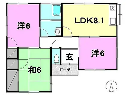 伊予鉄道横河原線 北久米駅 徒歩17分 2階建 築43年(3DK)の間取り写真