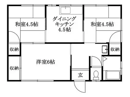 伊予鉄道環状線(JR松山駅経由) 萱町６丁目駅 徒歩3分 1階建 築50年(3DK)の間取り写真