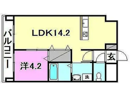 ひかりハイツ石手川(1LDK/7階)の間取り写真