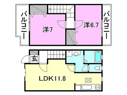 フォンテーヌパルクM B棟(2LDK/1階)の間取り写真