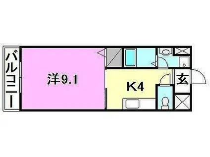 第3マンションふじ(1K/6階)の間取り写真