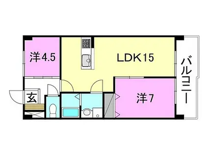 濱田レジデンス(2LDK/4階)の間取り写真