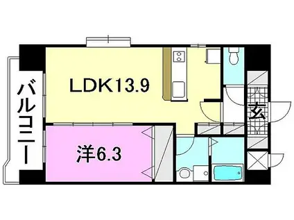ロイヤル・ステージ藤原(1LDK/14階)の間取り写真