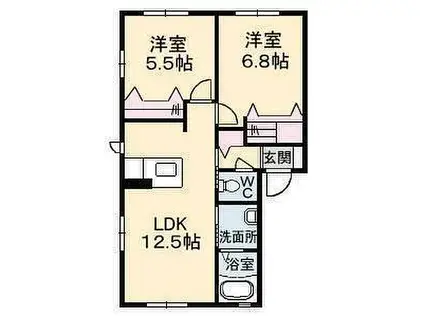 エターナルコート A・B・C棟(2LDK/1階)の間取り写真