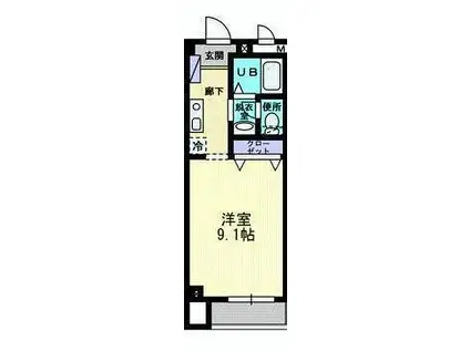 ベニール21(1K/2階)の間取り写真