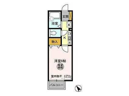 セジュール菊間(1K/2階)の間取り写真