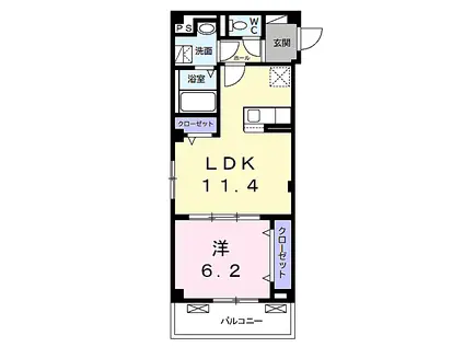 カーサ フェリーチェ(1LDK/3階)の間取り写真