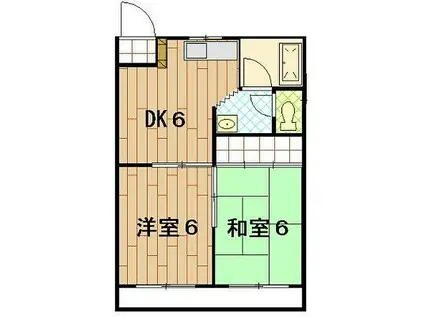 シャトー中川II(2DK/1階)の間取り写真