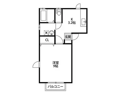 カトルフィーユ(1K/1階)の間取り写真