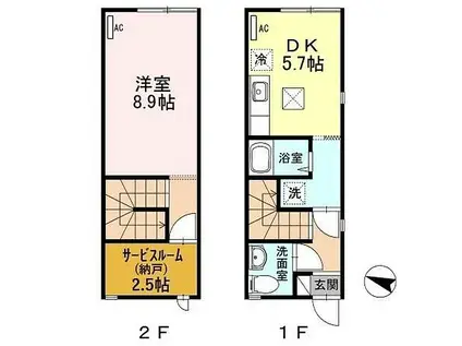 メゾネットみなみ(1DK/2階)の間取り写真