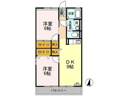 サンヴェールB(2DK/1階)の間取り写真