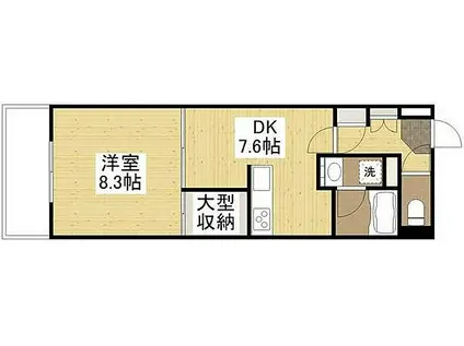 JR山陽本線 東福山駅 徒歩21分 10階建 築16年(1DK/4階)の間取り写真