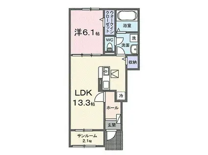 ミリア ヴィータ I(1LDK/1階)の間取り写真