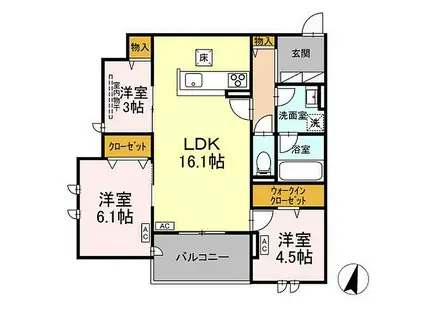 敬正会御門ホームズ(3LDK/1階)の間取り写真