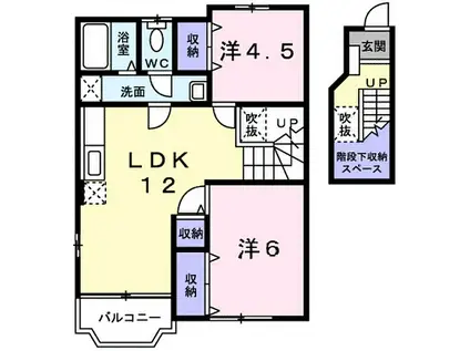 パークサイドII(2LDK/2階)の間取り写真