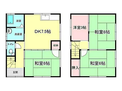 山陽電鉄本線 白浜の宮駅 徒歩11分 2階建 築39年(4DK)の間取り写真