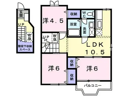 エステート垣内(3LDK/2階)の間取り写真
