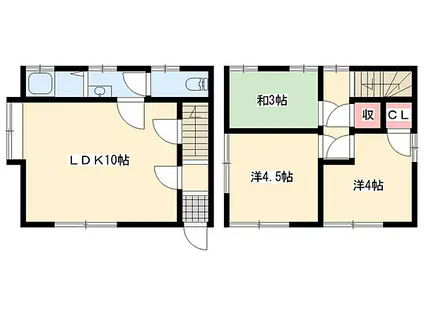 JR播但線 鶴居駅 徒歩16分 2階建 築34年(3LDK)の間取り写真