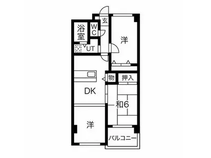 シャトー三和青山(2LDK/3階)の間取り写真