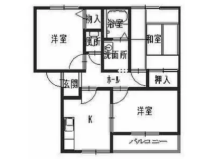 ウォームフロント岡田(3K/1階)の間取り写真