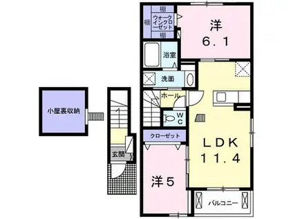 サンモール那波野(2LDK/2階)の間取り写真