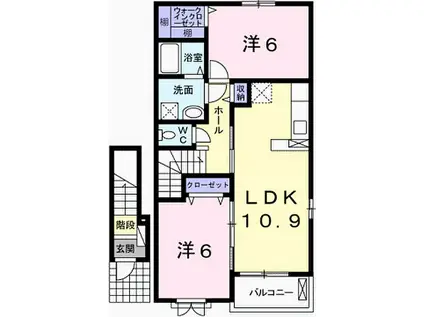 グラン フレールII(2LDK/2階)の間取り写真