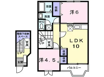 エーデル緑ヶ丘 B棟(2LDK/2階)の間取り写真