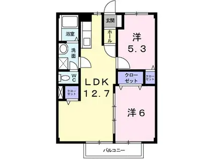 シャルマンS&T(2LDK/2階)の間取り写真