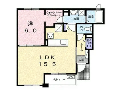 リブレM(1LDK/1階)の間取り写真