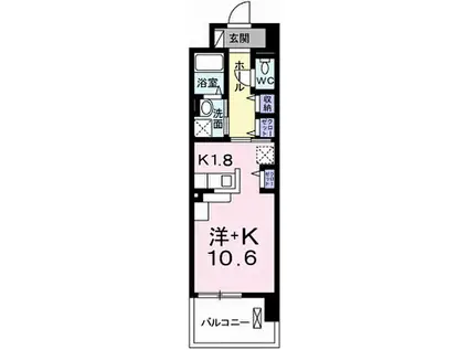 ポーシェガーデンⅡ(ワンルーム/4階)の間取り写真