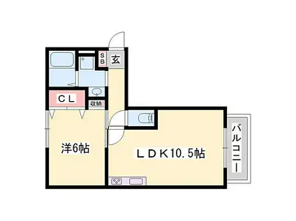 クレール糸井(1LDK/1階)の間取り写真