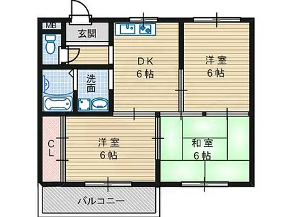 天美ローズマンション(3DK/5階)の間取り写真