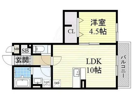 シャトレ 清風(1LDK/1階)の間取り写真