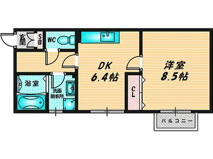 エトワール(1DK/1階)の間取り写真