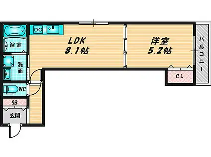 ルナ・ソレイユ長瀬駅前(1LDK/2階)の間取り写真