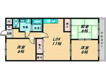 グランメール・シマノ(3LDK/4階)の間取り写真