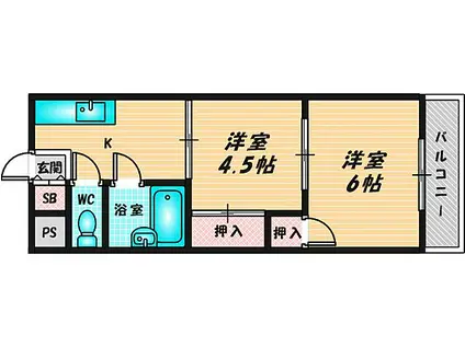 サンコート小澤(2DK/2階)の間取り写真