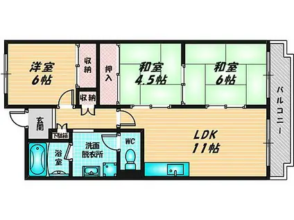 エクシードハイツKANNO(3LDK/4階)の間取り写真