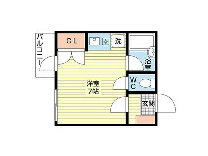 うさみハイツ(ワンルーム/3階)の間取り写真